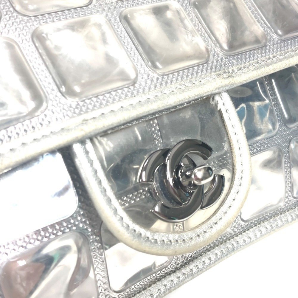 CHANEL Ice Cube Flap Double Chain Bag, Shoulder Leather, Women's, Silver - Picture 9 of 13